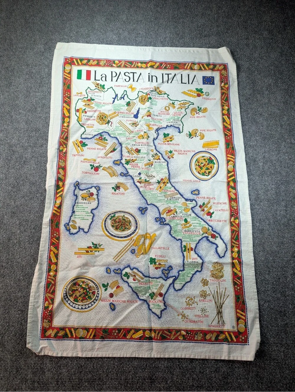 Vintage La Pasta in Italia 22x34 Tea Towel Dish Towel Tapestry Wall Art